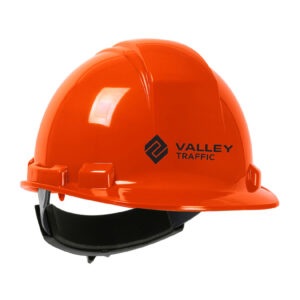 Hard Hat – Hi-Viz Orange, Ratchet Strap c/w Valley Traffic Logo